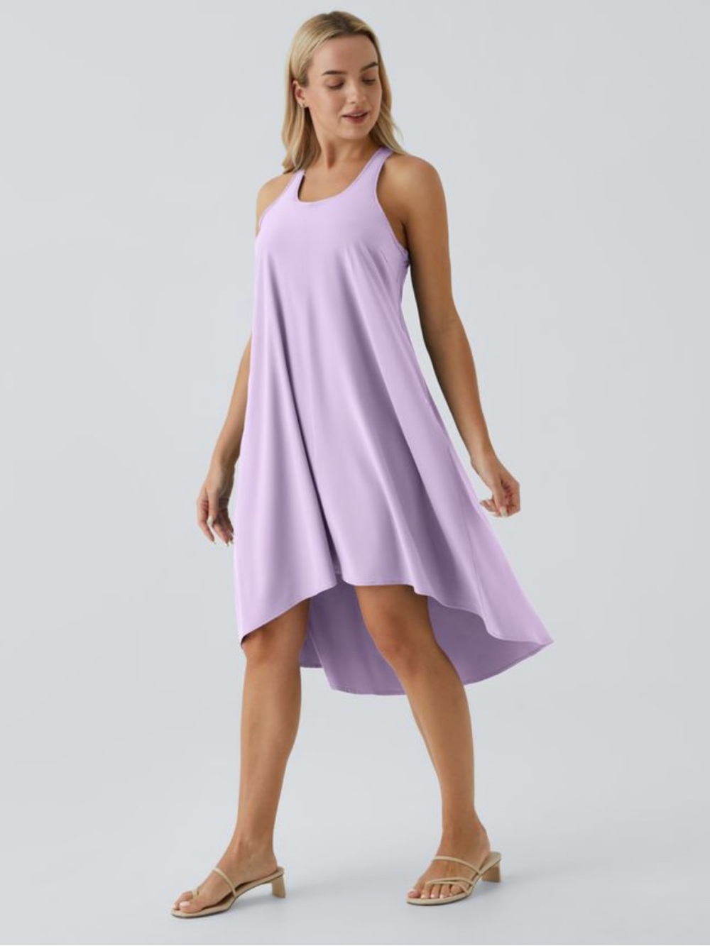 Worn Once! Halara Breezeful Backless Racerback Side Pocket HiLo Dress - Lavender